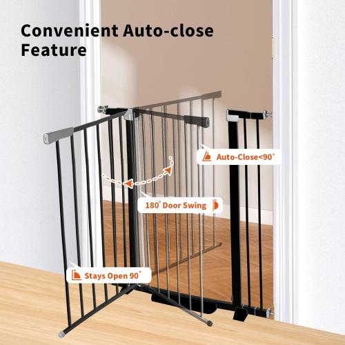 Rgqphantom 41 Tall Safety Pet Gate,Adjustable 29.92-43.71 Wide,No Drilling Pressure Mount Kit,Auto Close Cat Gate Suitable for Stairs,Doorways (Black, 29.92-43.71)