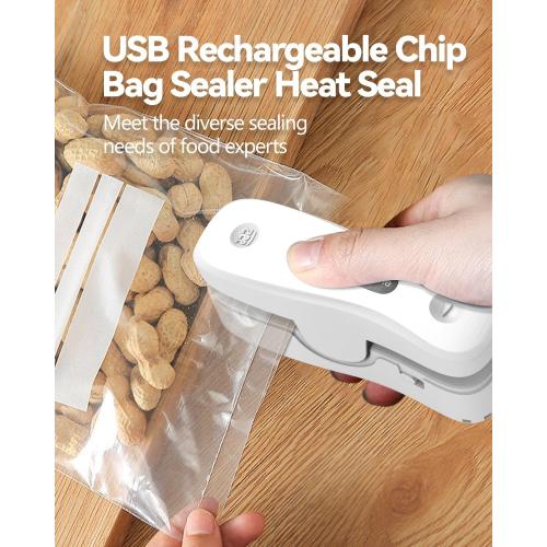 Mini Bag Sealer Rechargeable 2-in-1 Snack Sealer with Magnet Portable Bag Resealer USB Mini Sealer for chip Bag Plastic Bag Storage Freshness