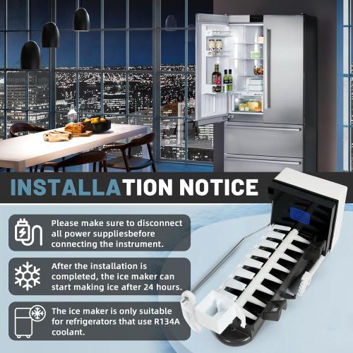 WPW10300022 Ice Maker Assembly Compatible with Whirlpool Maytag Kenmore Amana IKEA Refrigerator - Replace W10300022 W10122556 W10377190 AP6019085 Ice Maker Replacement Fridge Parts