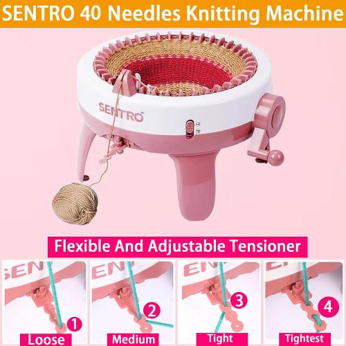 Cyandream Sentro 40 Needles Knitting Machine for Adults and Beginners, Smart Automatic Circular Knitting Loom Crochet Machine Kit for Scarves,Hat,Sock,Gloves,Sweater