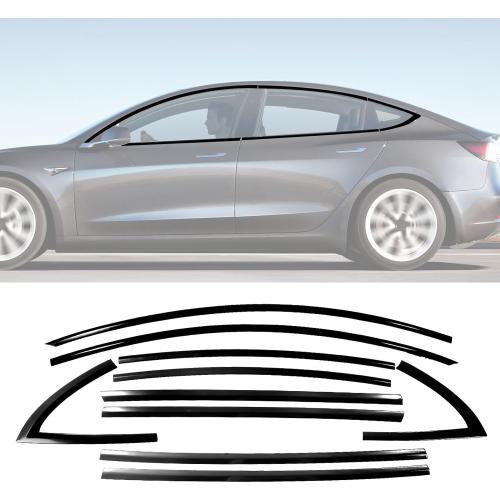 Stainless Steel Window Trim Chrome Delete for Tesla Model 3 2017-2025 Black Window Trim Blackout Kit