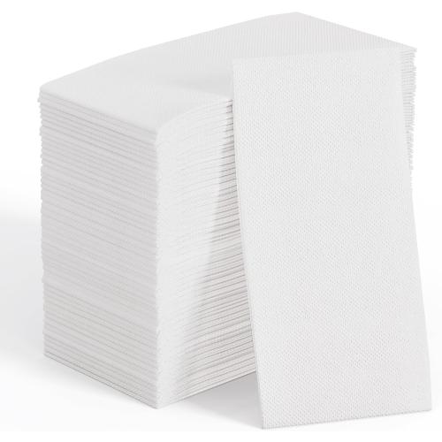 JOLLY CHEF 200 Pack Disposable Paper Napkins, Soft Bathroom Napkins for Guests, 2-Ply White Paper Hand Towels for Halloween, Wedding, Thanksgiving