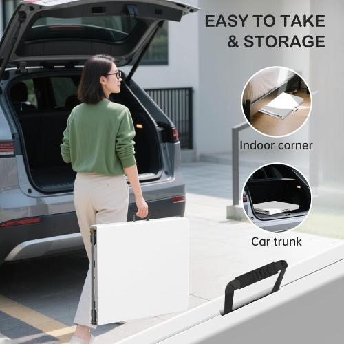 VSOAEIL 6 Foot Folding Table 2 Pack, 6 FT Foldable Plastic Table Heavy Duty | 6 Feet Portable Fold-in-Half Utility Folding Table with Handle for Picnic, Party, Dining, Camping, Indoor & Outdoor, White