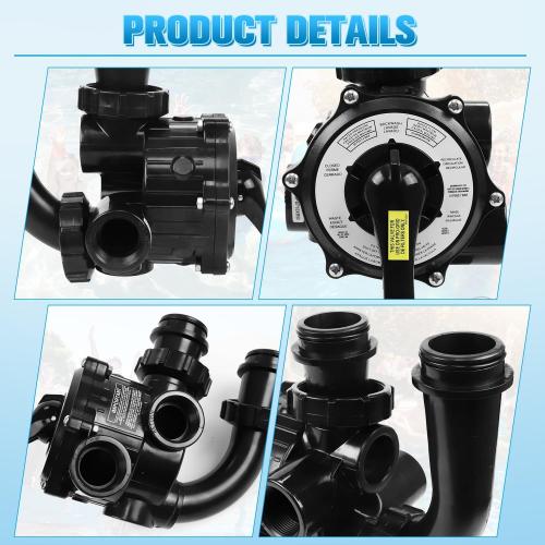 BLACK SP0710XR50 Backwash Valve Coupling Compatible with Hayward Pro-Series Vari-Flo Vertical Grid DE Filters, 6-Position Reverse Multiport Valve Coupling with 1-1/2-inch NPT Ports