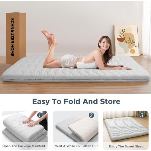 Japanese Floor Mattress, 100% High Density Comfortable Foam, 3.5 Thicken Foldable Mattress Tatami Mat Sleeping Pad, Ideal for Comfort and Support, Kids Floor Lounger Pillow Bed Sofa (Full）