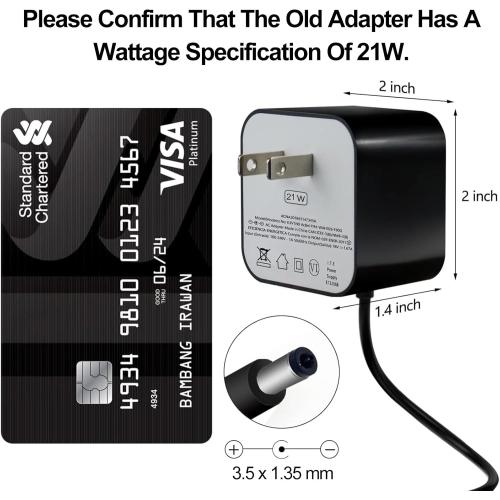 21W Power Adapter for Echo (1st & 2nd Generation), Echo Show (1st Gen), Echo Plus (1st Gen), Fire TV (2nd Gen), Echo Look, Echo Link, 5Ft AC Adapter Power Cord