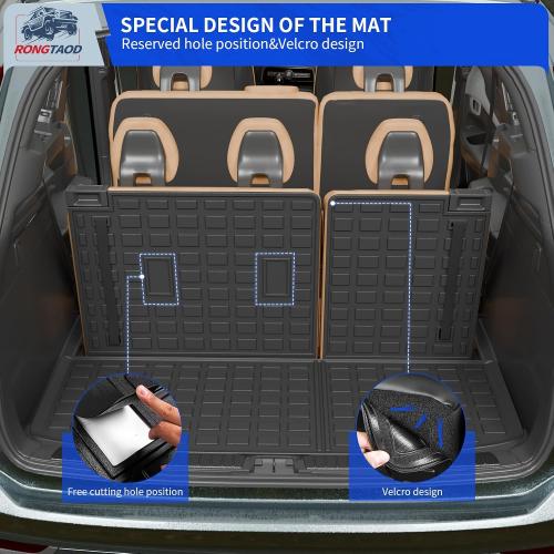 Rongtaod Cargo Mat Compatible with 2022 2023 2024 2025 2026 Nissan Pathfinder Cargo Liner Trunk Mat TPE All Weather Back Seat Cover Protector Pathfinder Accessories (Trunk Mat with Backrest Mat)