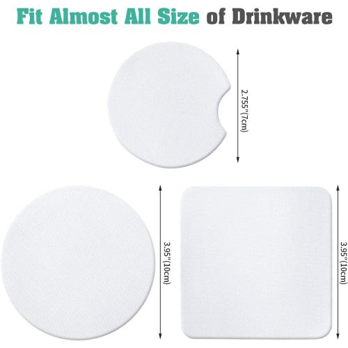 100 Pieces Sublimation Blank Cup Coasters Bulk Square Blank Cup Mat Rubber for Sublimation Transfer Heat Press Printing DIY Crafts 3.93 x 3.93 Inch