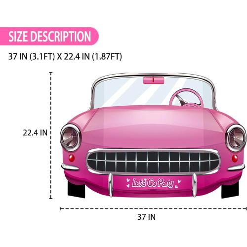 Pink Cars Convertible Photo Booth Props Doll Party Decorations Decor Party Favors for Girls Doll Princess Birthday Party