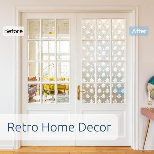 rabbitgoo Privacy Window Film Non Adhesive Frosted Glass Sun Blocking Self Static Cling Decorative for Home Kitchen Living Room, Removable and Reusable, 35.4 x 157.4 inches