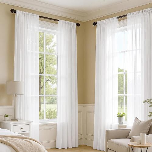 MIULEE White Sheer Curtains 84 Inches Long, 4 Panels Set, Light Filtering Rod Pocket Voile Drapes for Living Room and Bedroom, Airy Soft Fabric Window Treatments, 42 x 84 Inches