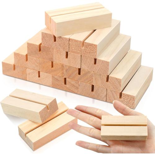 15Pcs 2.75x1.38 Inches Wood Table Number Stands, Wooden Place Card Holders