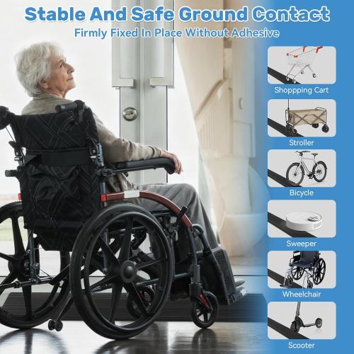 1 Rise Threshold Ramps for Doorways 40'' L Floor Transition Strip Self-Adhesive Ramps for Wheelchairs for Home, Door Threshold for Home (Black)