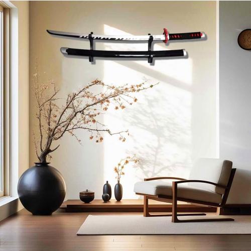 Eforlife 2/Set Sword Hook Wall Mount Samurai Sword Hanger Display Holder Adjustable for Katana Wakizashi Tanto Genji Sword Weapon Rack