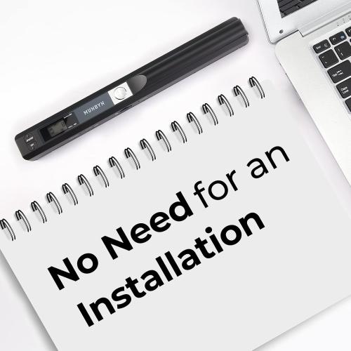 MUNBYN Portable Scanner, 900 DPI Photo Scanner for A4 Documents & Pictures, Wand Reader with 16G SD Card, Flat Scanning, USB Transfer to PC/Laptop, No Driver Required (Black)