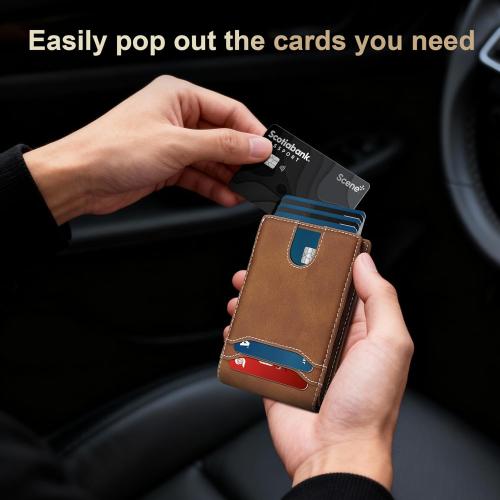 furid Card Wallet For Men Slim: Smart Rfid Minimalist Front Pocket Pop Up Wallet with ID Window - Gifts for Husband Father at Birthday Anniversary