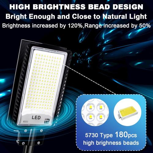 Eleganted CHX-2000W Solar Street Lights Outdoor, 6500K Solar Parking Lot Light, IP66 Waterproof Dusk to Dawn 100000LM Security Flood Lights with Remote Control for Yard, Garden, Outside, Garage