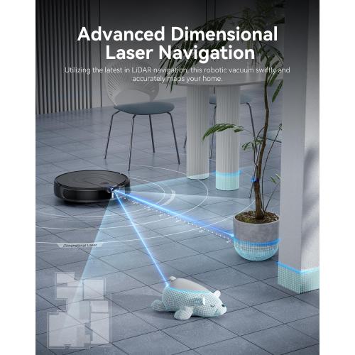 Robot Vacuum and Mop Combo, LiDAR Navigation, Ultra Slim Design, 9000Pa Suction Robotic Vacuum Cleaner – 200 Min Runtime, Auto Recharge, Customizable Cleaning for Pet Hair, Hard Floors