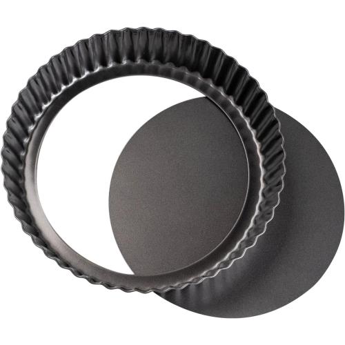 Deep Dish Quiche Pan, 11” x 2” Tall Pie Pan Deep Tart Pan with Removable Bottom, Nonstick Large Fluted Tart Mold Loose Base Round Deep Pizza Pan for Baking Easter Pie