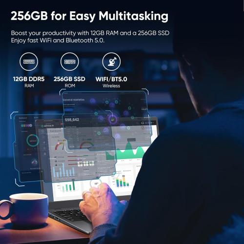 Coolby 15.6inch Laptop, 12GB RAM/256GB SSD, 1920x1080 IPS Display, Intel N95(Beats N5095) Quad Core Laptop Computer, Support Fingerprint