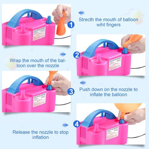Balloon Pump Electric, Portable Automatic Dual Nozzle Inflator 110V 600W with Tying Tools for Birthday Gender Reveal Baby Shower Balloons Party Decorations