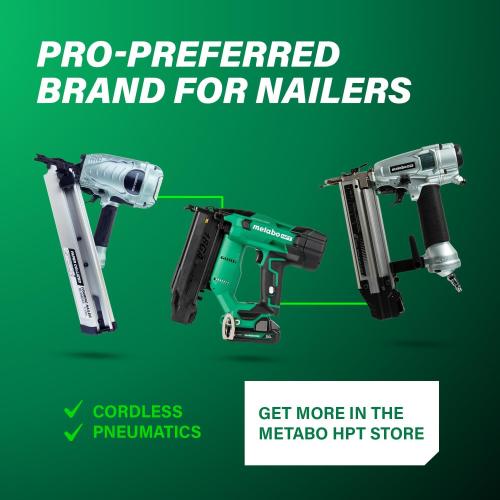 Metabo HPT Roofing Nailer, Pro-preferred Pneumatic Power Nailers, Ideal for Asphalt Roofing Shingles, 16 Degree 7/8″ to 1-3/4″ Roofing Nails, NV45AB2
