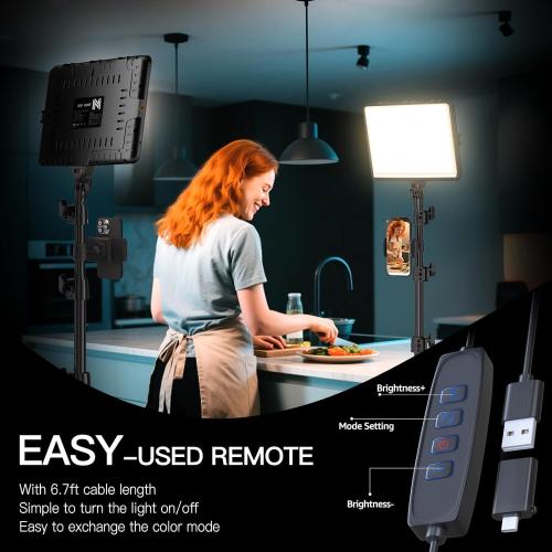 2-Pack LED Video Light Kit, NiceVeedi Studio Light, 2800-6500K Dimmable Photography Lighting Kit with Tripod Stand&Phone Holder, 73 Stream Light for Video Recording, Game Streaming, YouTube