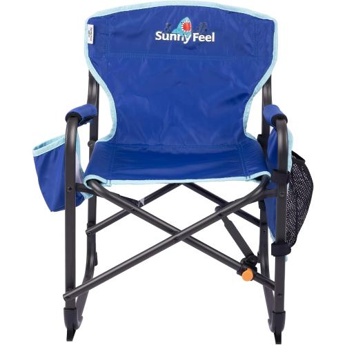 SUNNYFEEL Kids Folding Camping Chair for Ages 4-8 Boys and Girls, Blue | Dual-lock safety 125 lbs capacity, 3.5 lbs Aluminum Directors Chairs Lightweight with Carry Bag, Cup Holder for Camp, Picnic