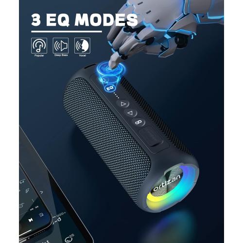 Ortizan Bluetooth Speakers, Portable Wireless Stereo Speaker - IPX7 Waterproof, 30W RMS(40W Peak) Loud Sound, Deep Bass, LED Light, Bluetooth 5.3, for Home/Shower/Outdoor/Beach, Gifts for Adult, Navy