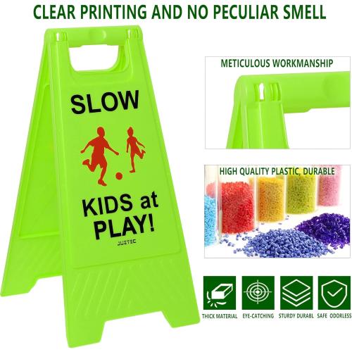 Slow Children Playing Sign For Street, Caution Kids At Play Safety Sign, Down crossing traffic signs outdoor (3 Pack)