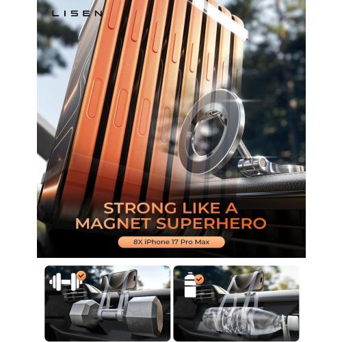 LISEN for MagSafe Car Mount for iPhone 17 Pro Max [24 Strong Magnets] Classic Magnetic Phone Holder for Car Dashboard Magnet Phone Mount Car Cell Phone Holder for iPhone 17 Pro Max Air 16 15 14 13 12