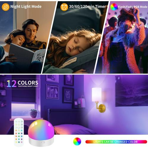 Battery Operated Wall Sconce Set of Two,Dimmable Cordless Wall Sconces,12 Colors Rechargeable Wall Lights,Wall Lamps for Bedroom,Living Room (Bronze)