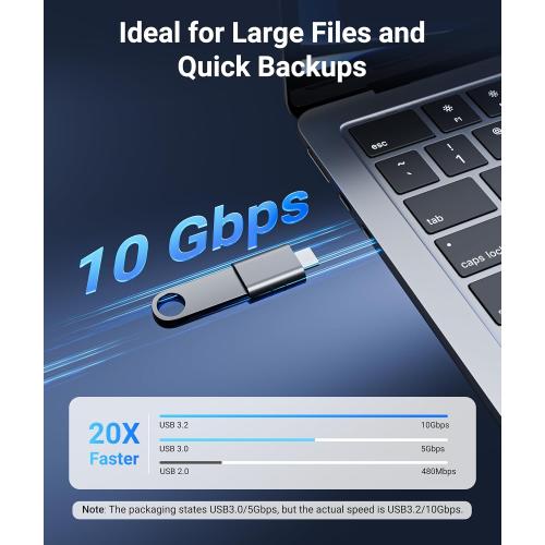 Syntech USB C to USB Adapter Pack of 2, USB 3.0 Female to Thunderbolt 4/3 Adapter Compatible with MacBook Pro Air 2024, Surface, iPad, iPhone, Galaxy Notebook, XPS and More Type C Devices, Space Grey