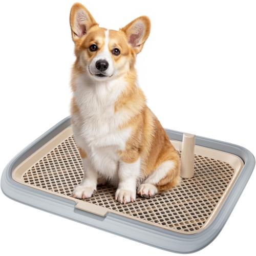 Size 23.5x17.7 Color Grey Dog Potty Tray, 23.6x17.7 Indoor Pet Pee Pad Holder,Puppy Training Holder,Bathroom Dog Litter Box, Pet Toilet for Small and Medium Dogs,Housebreaking Supplies, Pet Products(Gray)