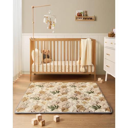Baby Play Mats for Floor, 50x50 Playpen Mat, Thick Cushioning Padding Foam Playmat for Baby and Toddlers Infants, Non-Slip & Machine Washable, Earth Tones Design