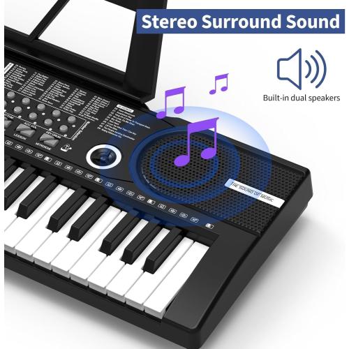 61 keys keyboard piano, Electronic Digital Piano with Built-In Speaker Microphone, Sheet Stand and Power Supply, Portable piano Keyboard Gift Teaching for Beginners