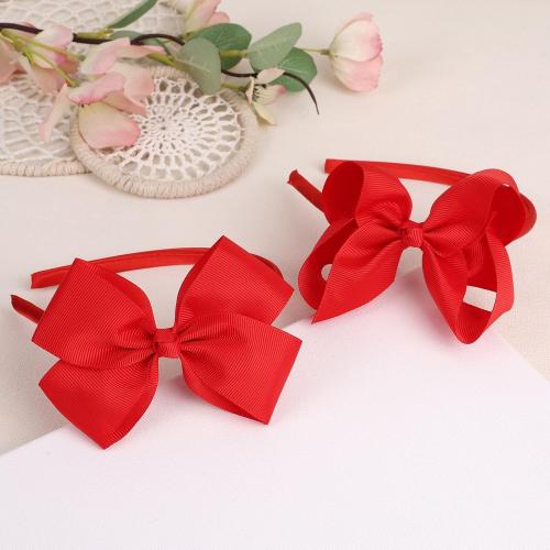 OAOLEER Grosgrain Bow Headband for Girls, Red Headband with 4.5 inch Bow for Hair Band Accessories for Girls Set of 2 (Red, 4.5inch)