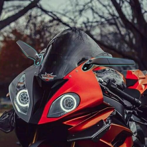Aerodynamic Motorcycle Mirrors, 1 Pair Modified Racing Motorcycle Rearview Mirror,Wide Viewing Angle Wing Mirrors,360° Rotation for Sport Bikes - Honda Kawasaki Suzuki Yamaha (Small)