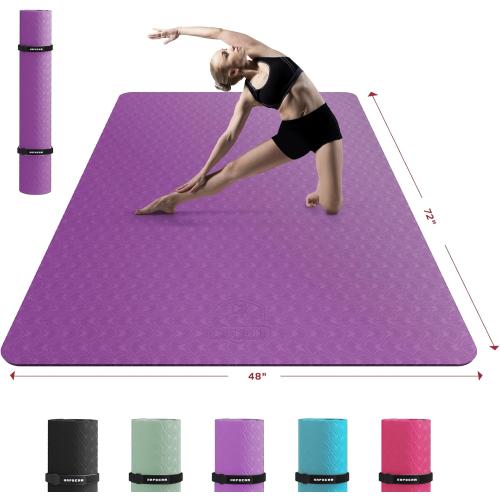 HAPBEAR Extra Large Yoga Mat - 72x48/78x54, 1/4 & 1/3 Thick, Non-Slip, Durable, Eco-Friendly, Wide Exercise Mat for Home Workouts, Yoga, Pilates, Stretching, Meditation (Barefoot Exercise)