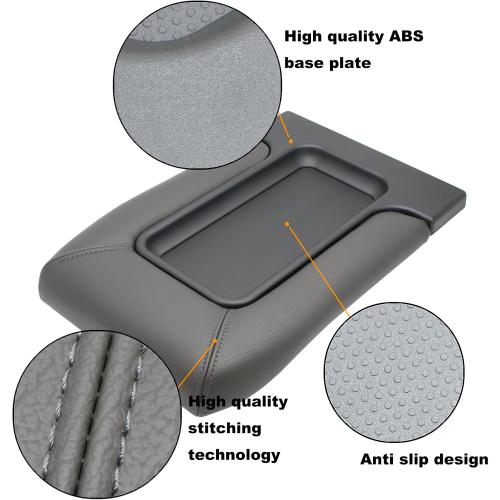 NHILES Center Console Lid Compatible with 1999-2007 Silverado Sierra | Fits 1999-2007 Avalanche Suburban Yukon Tahoe, Replaces OEM 19127364 19127365 19127366, Leather Cover, Dark Gray