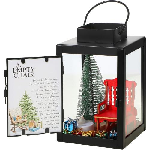 Roowest Christmas in Heaven Decor Memorial Lantern Empty Rocking Chair with LED Candle Mini Christmas Tree Shiny Boxes Ornament in Memory of Loved Ones Save A Seat DIY Memorial Gift(13 Pcs)