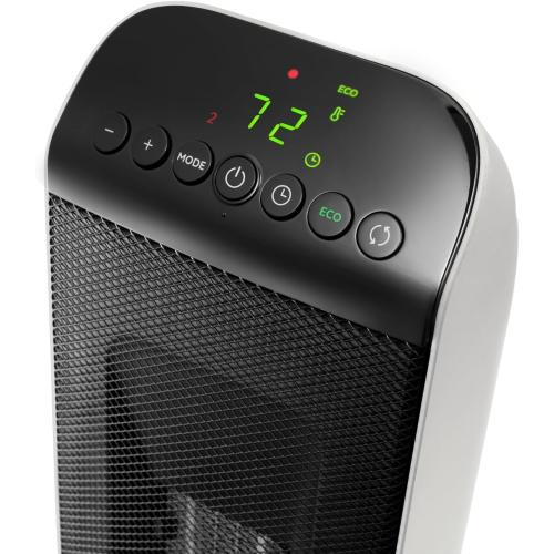 DeLonghi 1500w Ceramic Digital Tower Heater made with recycled materials and packaging, remote, ECO, oscillation