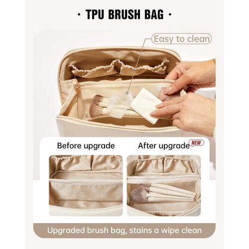 EACHY Travel Makeup Bag,Large Capacity Cosmetic Bags for Women,Waterproof Portable Pouch Open Flat Toiletry Bag Pattern Makeup Bag