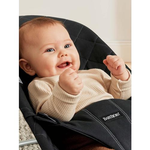 BabyBjörn Bouncer Bliss, Black, Woven, Classic Quilt | 2-in-1 Adjustable Baby Bouncer Seat and Toddler Chair, Newborn to Toddler (8-29 lbs), 4 Positions, Lightweight & Portable