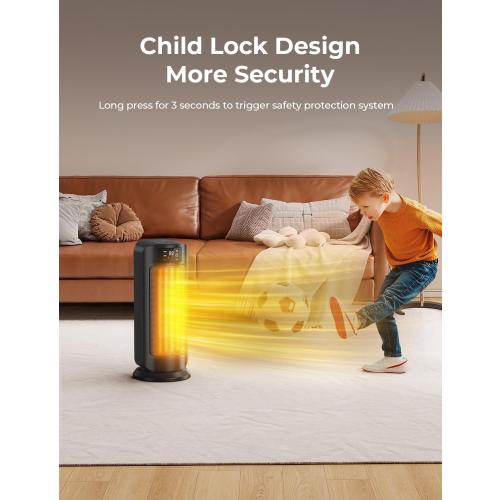 Space Heater, 1500W Space Heaters Efficient Heating with LED Display, 1-24H Timer, ECO, Multiple Protection, 60° Oscillating Portable Heater Quiet Heating for Garage Home Office Indoor Use