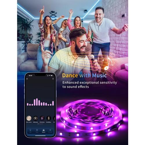 24.6 Ft Aigostar wifi Alexa Smart LED Strip Lights, 24.6ft RGB Led Strip Light with Smart App Control Remote, Led Lights for Bedroom,TV,Party and Christmas, MUSIC Sync Color Changing Light, Vioce control