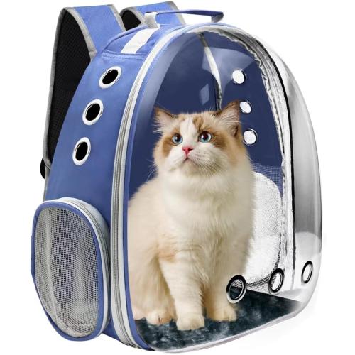 Cat Backpack Carrier, Pet Cat Carrier with Ventilated Design for Carrying Puppy Cats, Pet Carrier Backpack for Traveling/Hiking/Camping/Outdoors Airline Approved Travel Carrier (Blue)
