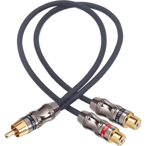 RCA Splitter, RCA 1 Male to 2 Female Cable Adapter, Stereo Audio RCA Y-Cable Heavy Duty, subwoofer Splitter Gold Plated 10 (25 cm)