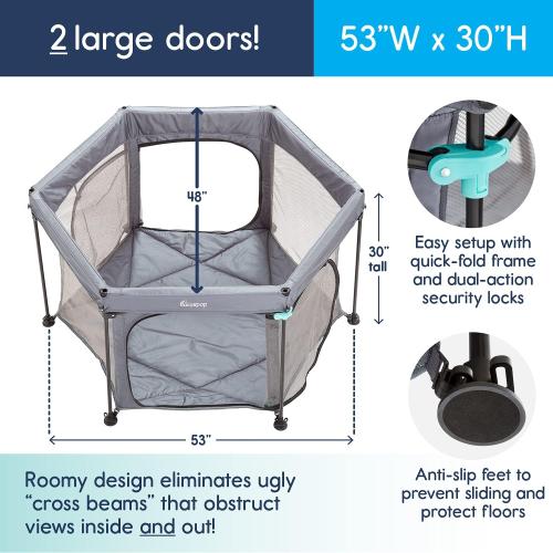 Hiccapop 53” PlayPod Outdoor Baby Playpen for Baby with Canopy, Deluxe Portable Playpen for Babies and Toddlers with Dome