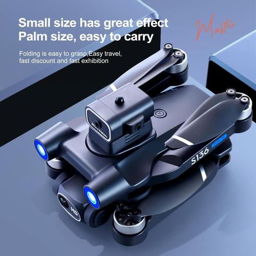 New S136 Drone with HD Electric Zoom Lens FPV Mode Brushless Motor GPS Smart Avoid Noise Barrier Function Foldable Outdoor Aerial Ranging RC Airplane Quadcopter